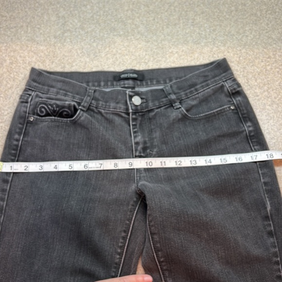 👖WHITE HOUSE BLACK MARKET NOIR 4R Slim Leg blk denim jeans embellished pockets - Picture 12 of 14